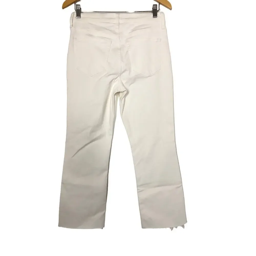 J. Crew Flare Crop Jeans Mid Rise Signature Stretch 5-Pocket White Denim Size 29